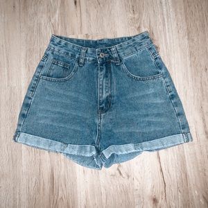 high waisted denim shorts